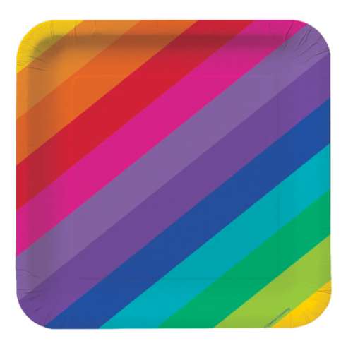 Rainbow Party Dinner Plates - Click Image to Close